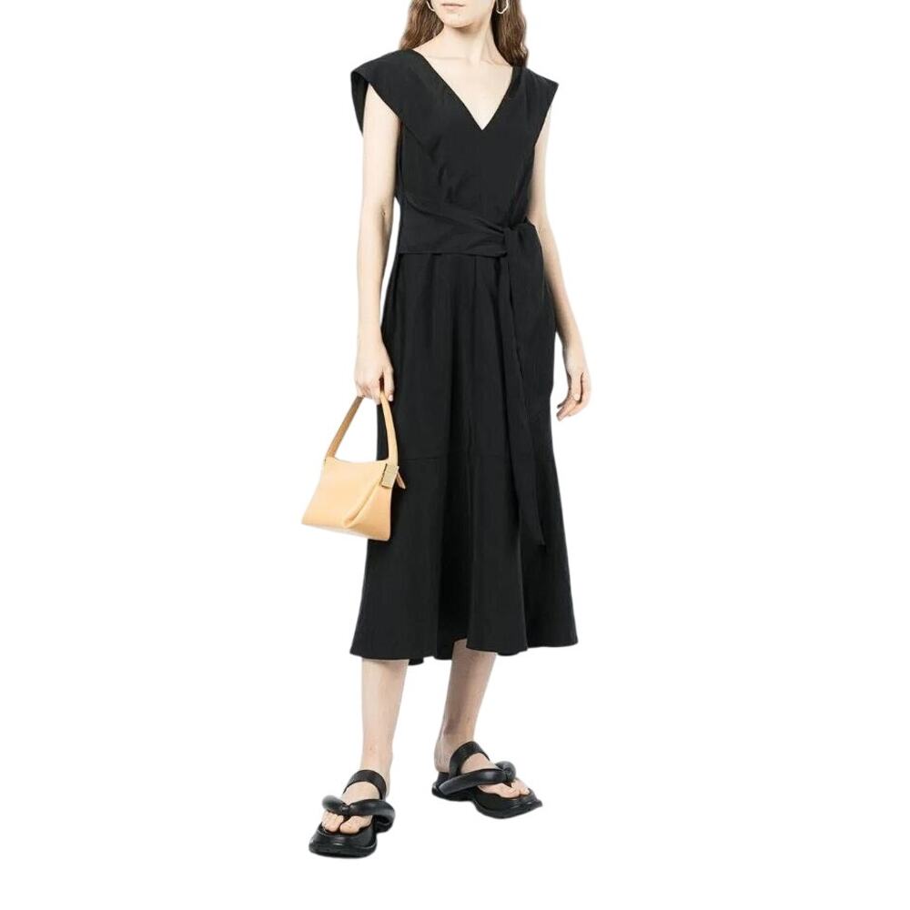 VINCE. Women's V-Neck Sleeveless Midi Dress Size S In Jet Black